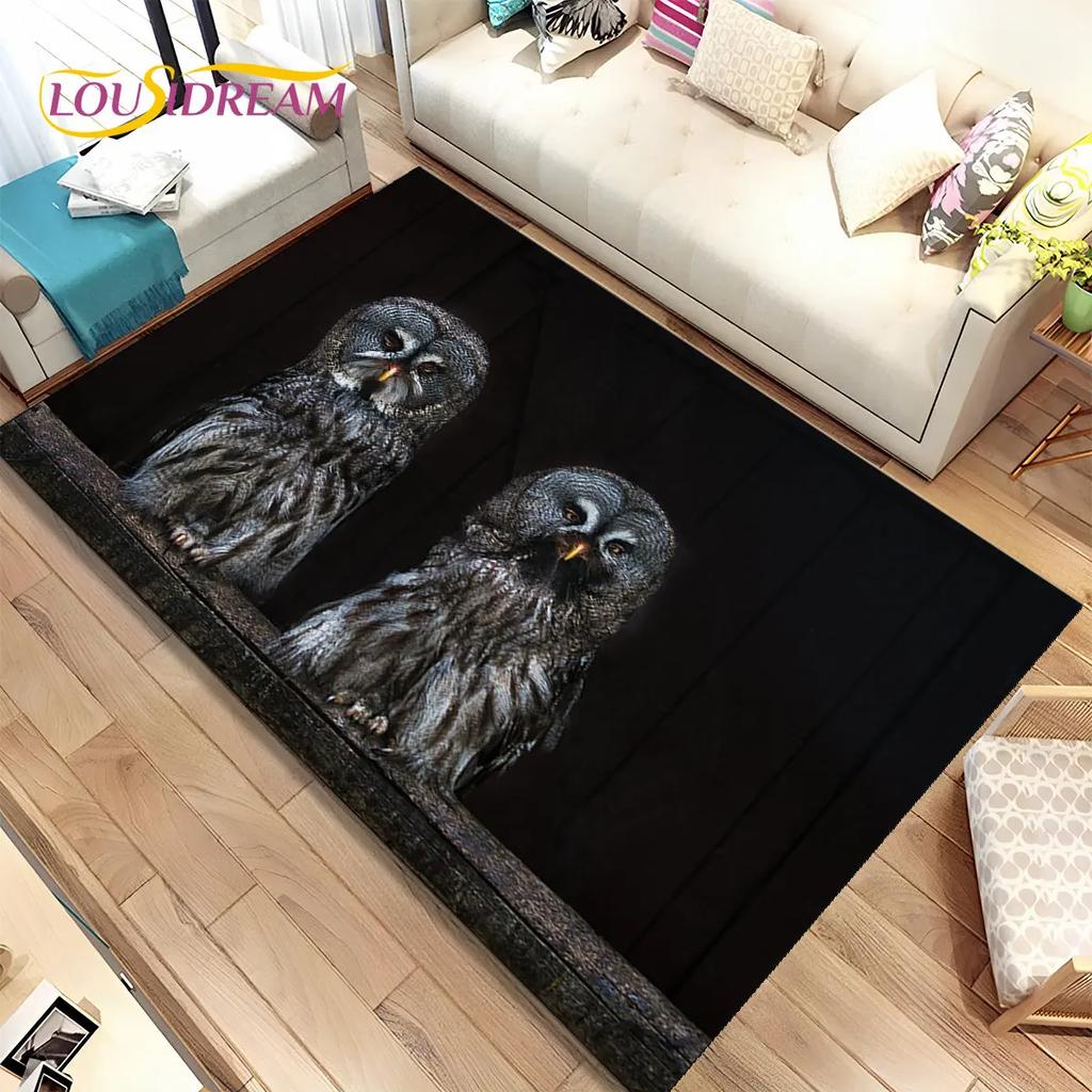 Schattige Uil 3D Cartoon Vloerkleed, Tapijt voor Huis Woonkamer Kinderkamer Bank Deurmat Decoratie, Kinderspeel Niet-slip Vloermat