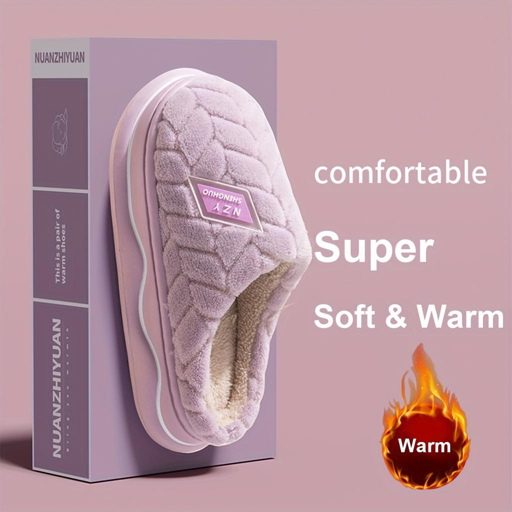 Autumn and Winter Women's Slippers Indoor Home Warmth and Slip-Resistant Thick Sole Plush Slippers Men's Couple Slippers