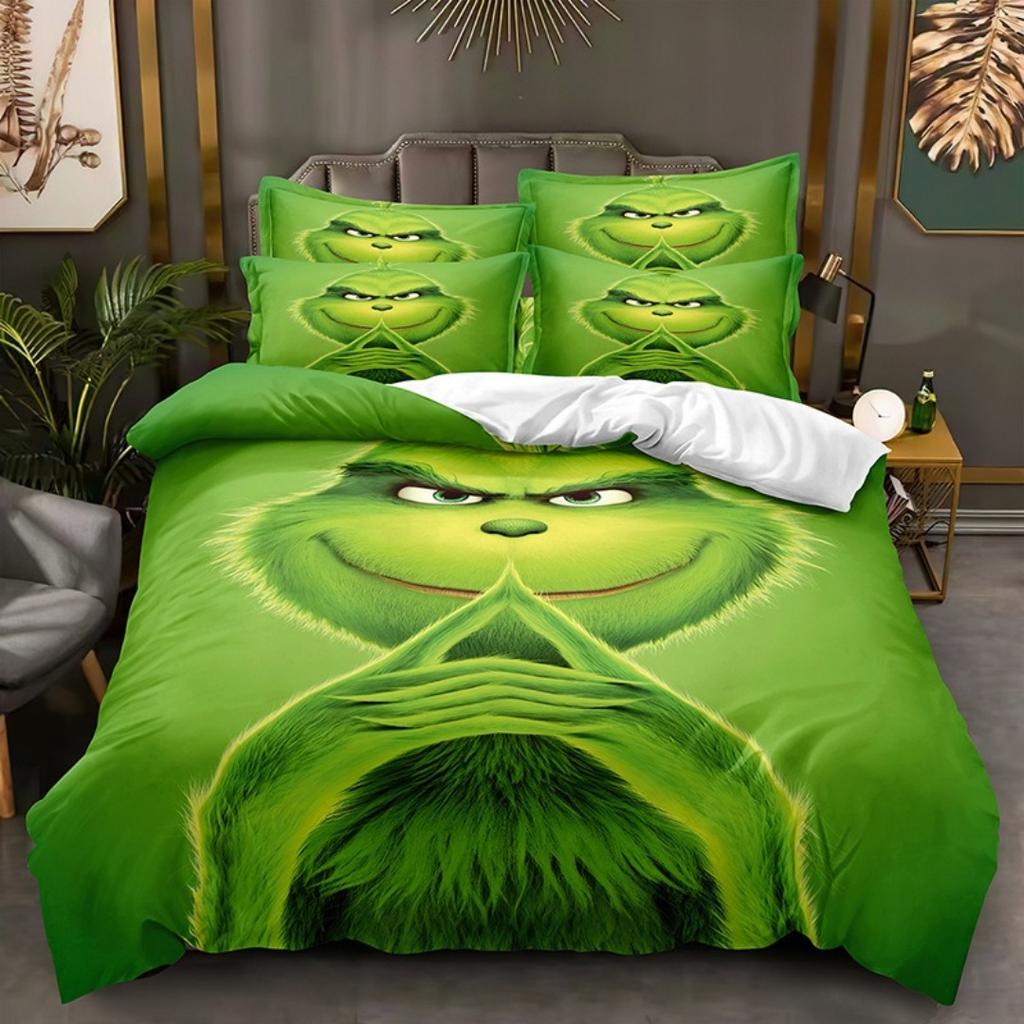 NIEUW Groen Monster Stole Christmas Comfort Beddengoed Set Beddengoed Set Grinch Dekbedovertrek Set King Queen Maat Voor Jongens Meisjes Cadeaus