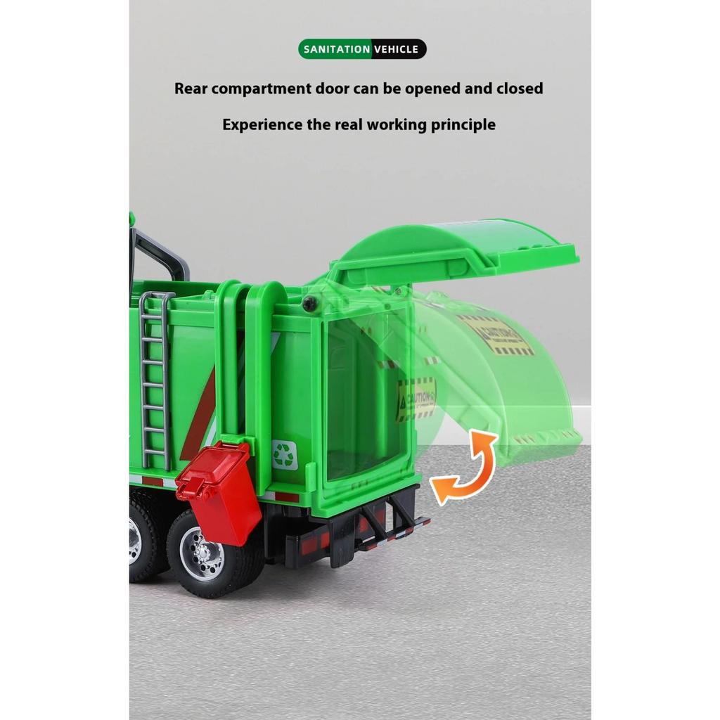 1/35 Urban Sanitation Truck Alloy Car Diecast Metal Model Children's Engineering Vehicle Toys Birthdays Present for Childrens