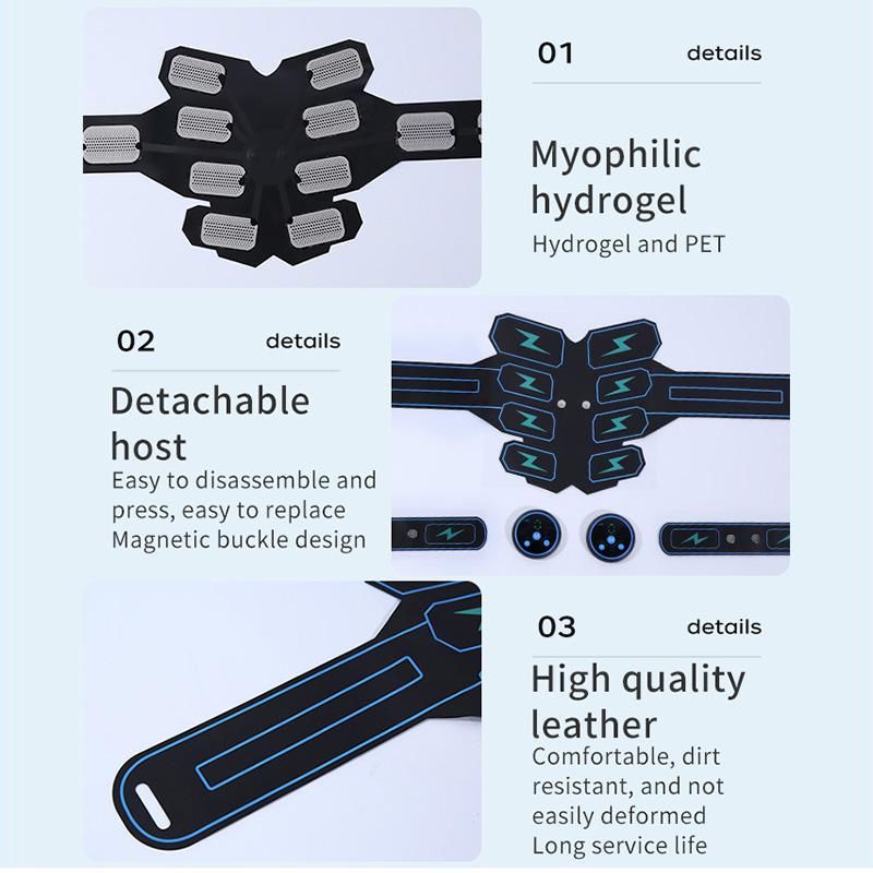 Körperformender Gürtel Muskelaufbau Trainer USB Wiederaufladbar Heim-Fitnessstudio Gewichtsverlust Trainingsgerät für Männer und Frauen