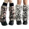 Damen Beinstulpen mit Faux-Fur-Textur und elastischen Bündchen, Leopardenmuster, zum Anziehen für kühles Wetter, Dicke Plüsch-Stiefelmanschetten Socken
