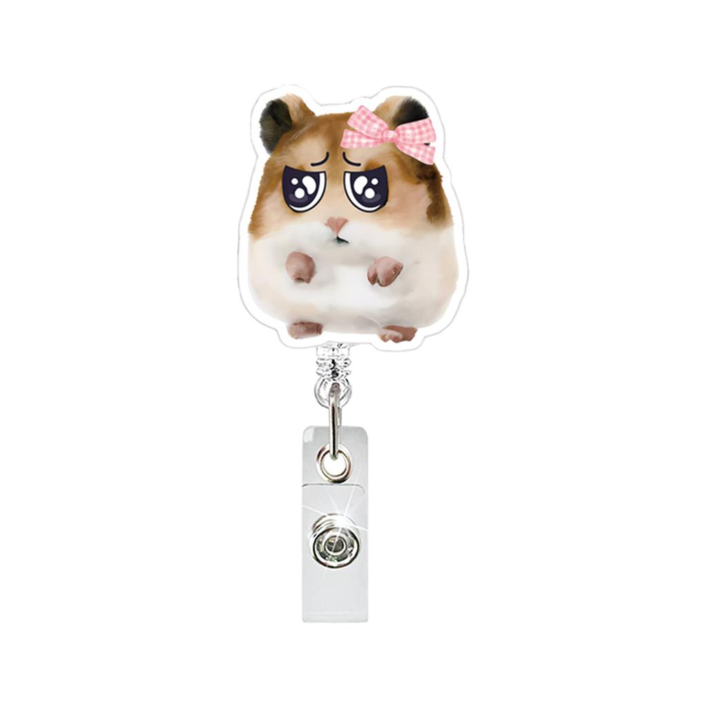 1Pc Funny Cat Dog Meme Acrylic Badge Holder Retractable Easy Pull Badge Reel Lanyard for ID Card Holder Name Tag Key Nurse Accessory