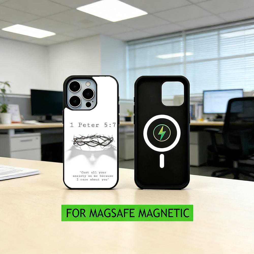 Jesus Bible Verse Christian Phone Case For iPhone17,16,15,14,13,12,11 Plus,Pro Magnetic with Magsafe Wireless Charging