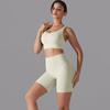Nessaj Women Black Corss Bra Sport Set Beauty Back Bra Short Pants Gym Yoga Sportswear 2 Piece Workout Sets