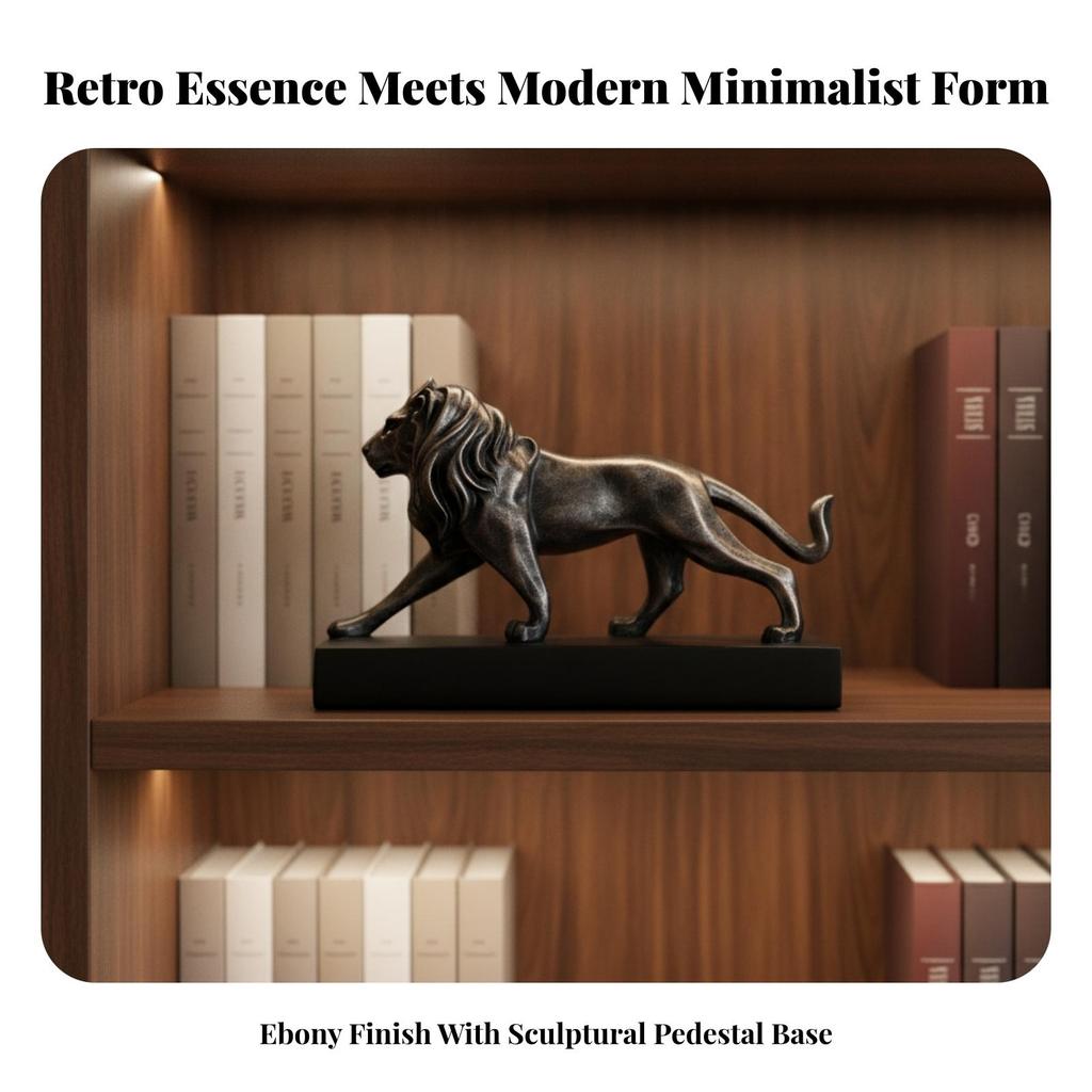 Lion Ornament with Base Majestic Decor Sculptural for Bookshelf