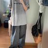 Women's Plus Size Gray Pure Cotton Short-Sleeve T-Shirt - Summer Fashionable European & American Design