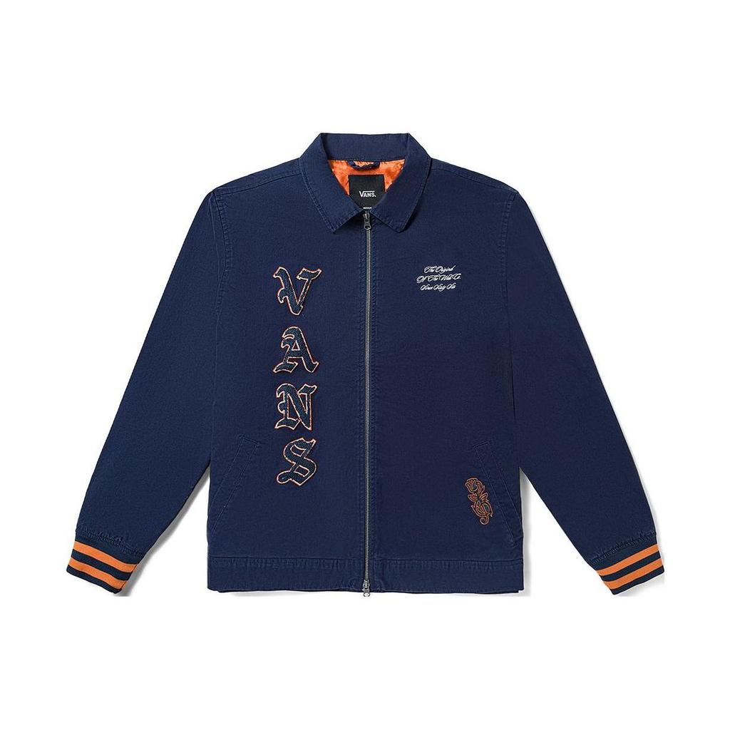 Vans Letter Embroidered Zip Jacket Men Jackets Dark-Blue VN0008FYLKZ