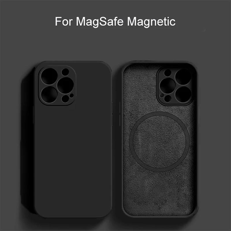 

For Magsafe Magnetic Wireless Charging Liquid Silicone Phone Case For iPhone 16 Pro Max 11 12 13 14 15 Pro Max Soft Back Cover for iphone13(6.1 )