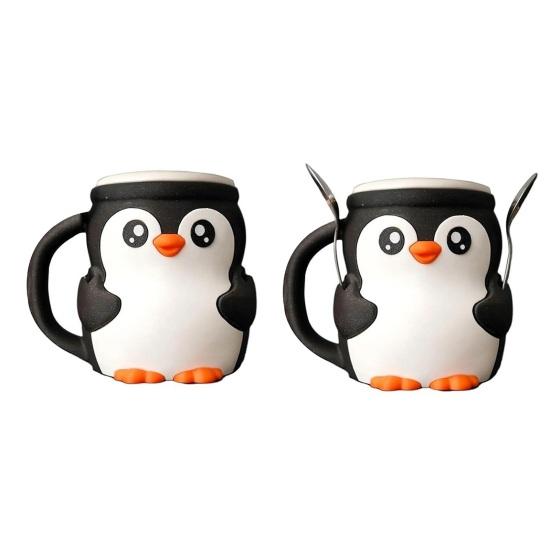 1 Set Penguin Ice Cream Pint Cup Holder with Hidden Snack Drawer Spoon Holder Reusable Ice Cream Container Holder Kitchen Gadgets