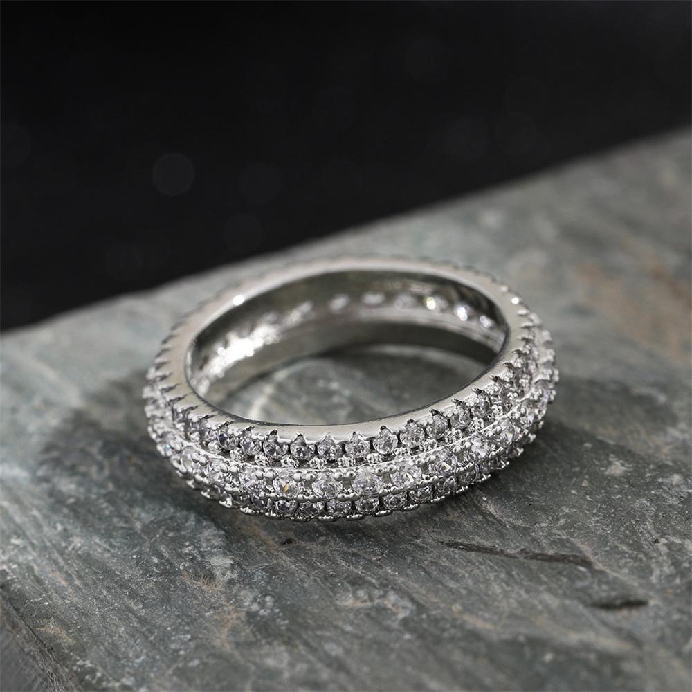 925 Sterling Silver Ring Inlaid Crystal Zirconium Round Ring Stone Men And Women Luxury Simple Fashion Gift Jewelry