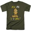 Garfield As Me If I Care T-shirt Mens Licensed Cat Comic Tee Military Green