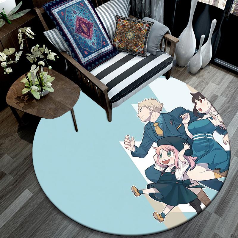 Spy X Family Round Area Rug,Carpet Rug for Living Room Bedroom Sofa Playroom Decor,Non-slip Floor Mat