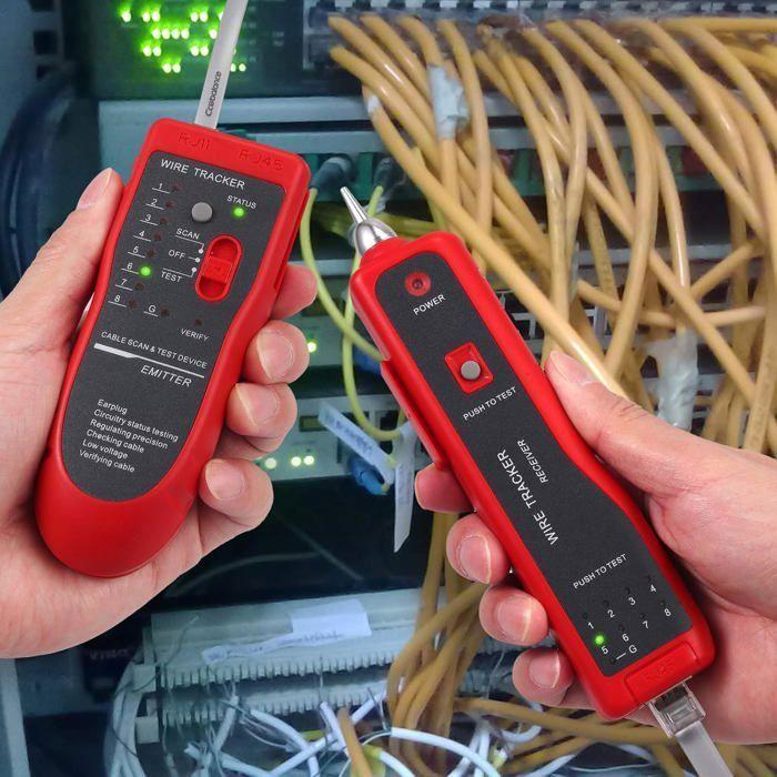 Cable Tester - AIMOONSA - RJ11/RJ45 Tracker - Multifunction - Continuity Test - Red