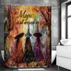Three Witches Shower Curtain In Halloween Vintage Forest, Bathroom Decorative Shower Curtain, Waterproof Shower Curtain