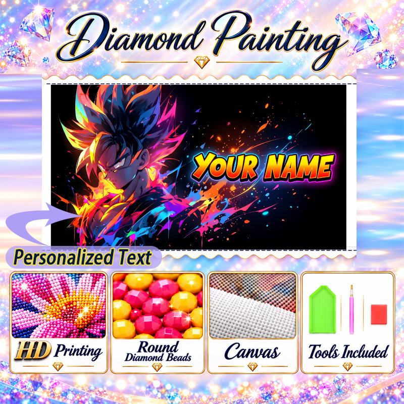 Personalized Dragon Ball Goku Diamond Art Custom Name 5D Diamond Painting Full Drill DIY Craft
