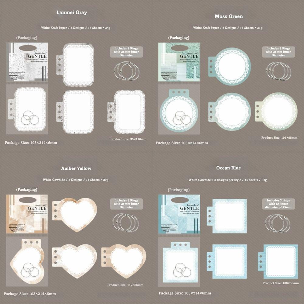 15pcs Set Elegant Vintage Journal GO Lace Design Craft Paper Diary Album Materials Journaling Materials Album Making