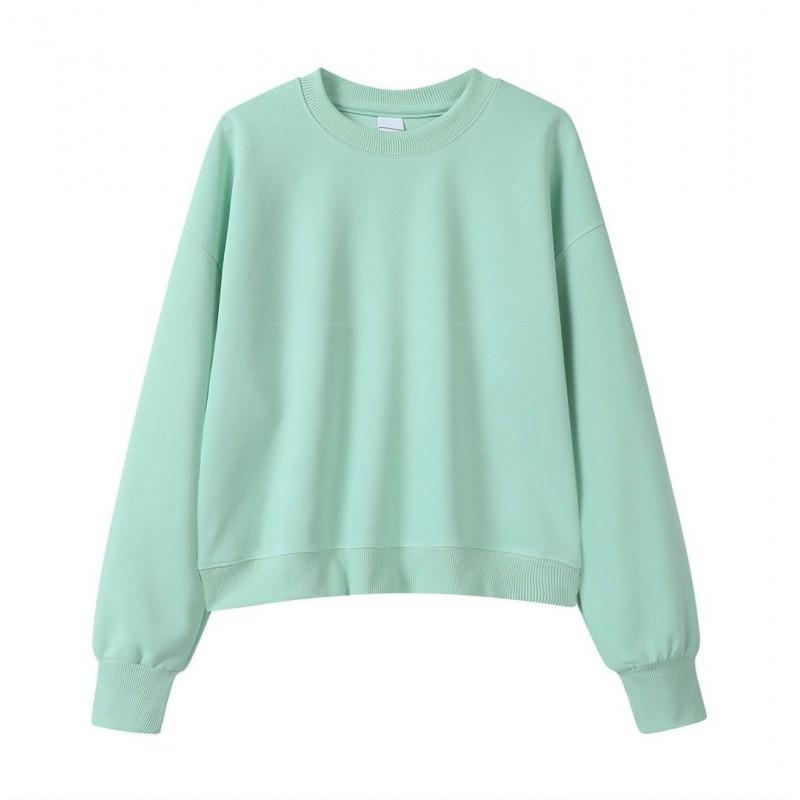 Korean Style Womens Short Hooded Zip-Up Cotton Blend Sweatshirt Loose Fit Winter Casual Top