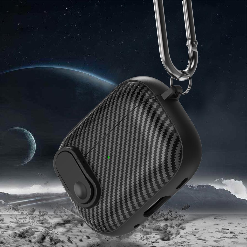 Carbon Fiber Texture Case for Airpods Pro 2 Anti-Drop Protective Cover for Airpods 3 2 1 Hard Shell with Keychain