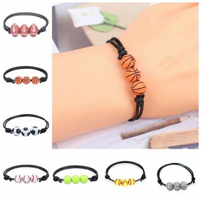 Bracelet de Basket-ball Baseball Fait Main Style Coréen Bracelet de Rugby Bracelet Tressé en Fil de Cire Filles