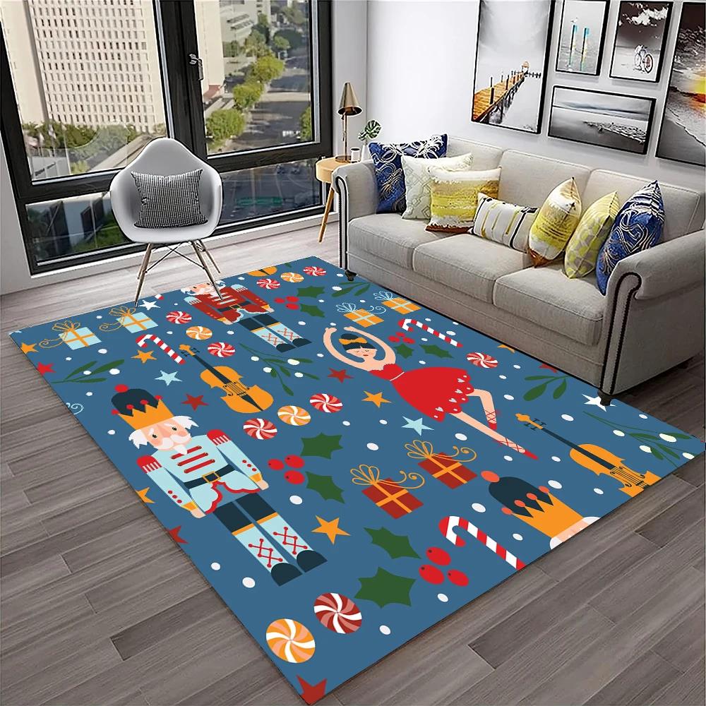 3D Nutcracker Christmas Tree Cartoon Carpet Rug for Home Living Room Bedroom Sofa Playroom Doormat Decor,kids Non-slip Floor Mat