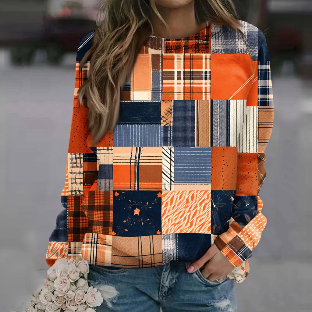 Felpa da Donna alla Moda Casual a Maniche Lunghe con Stampa Natalizia al Collo