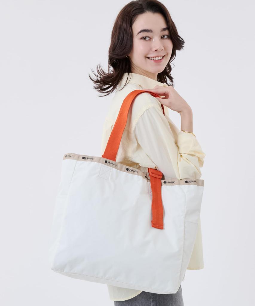 LG HANDLE ADJ Webbing TOTE/1872/Meringue/Mandarin