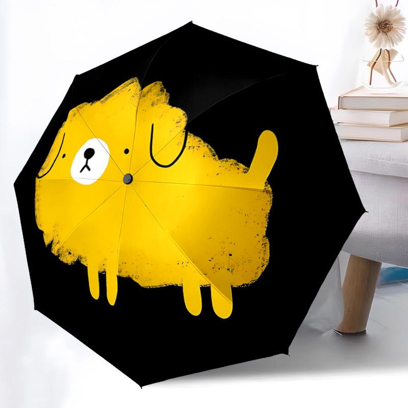 1 Stück Drippy Dog Automatischer Faltregenschirm Tragbar Zusammenklappbar 8-Rippen-Schirm für Alle Jahreszeiten, Lässiges Outdoor-Accessoire, A20