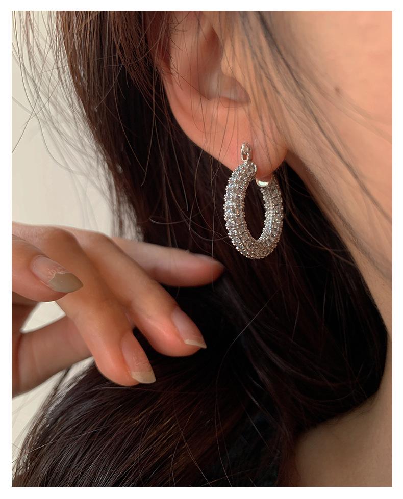 Elegant Zircon U-Shaped Earrings: Luxury Geometric Studs for Women