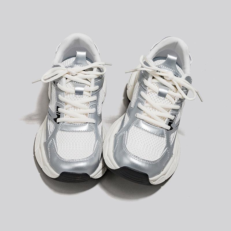Папины кроссовки 22 новая осенняя сетчатая обувь дышащая сетка толстая подошва летние спортивные кроссовки 35