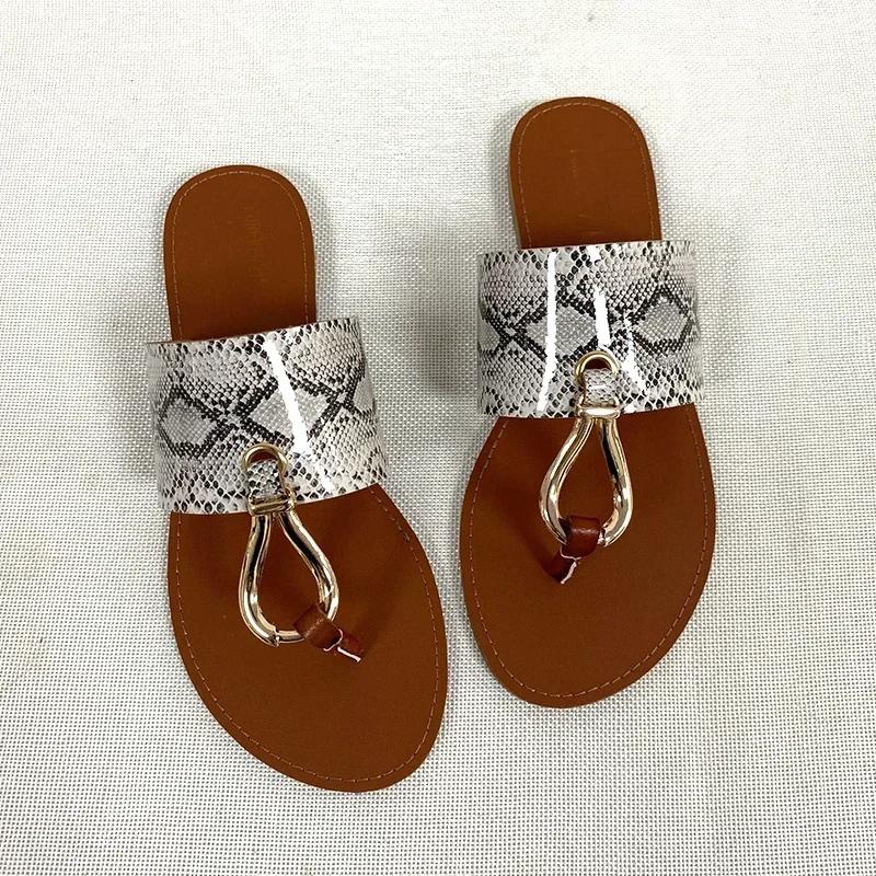 Fashion Women Leather Summer Sandals Shoes Retro Design Thin Straps Open Toe Beach Slides Flat with Plus Size 41 Female Footwear