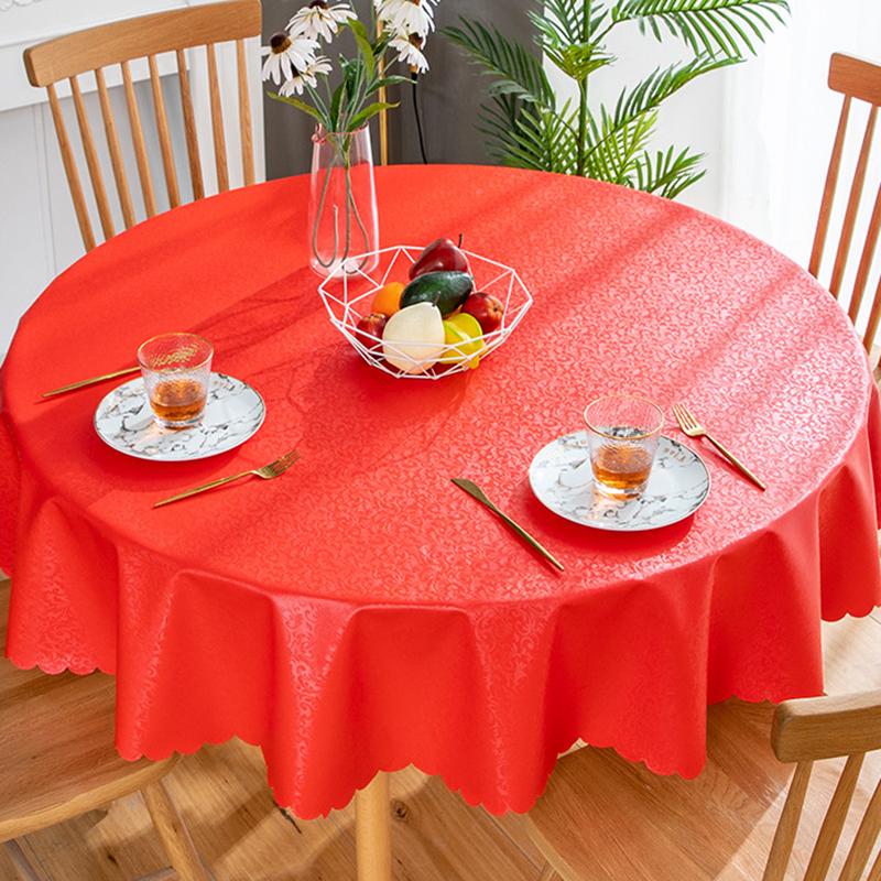 Round PVC Tablecloth Waterproof Insulate Plastic Oilproof Printed Pattern Wedding Party Restaurant White Table Cloth Decoration