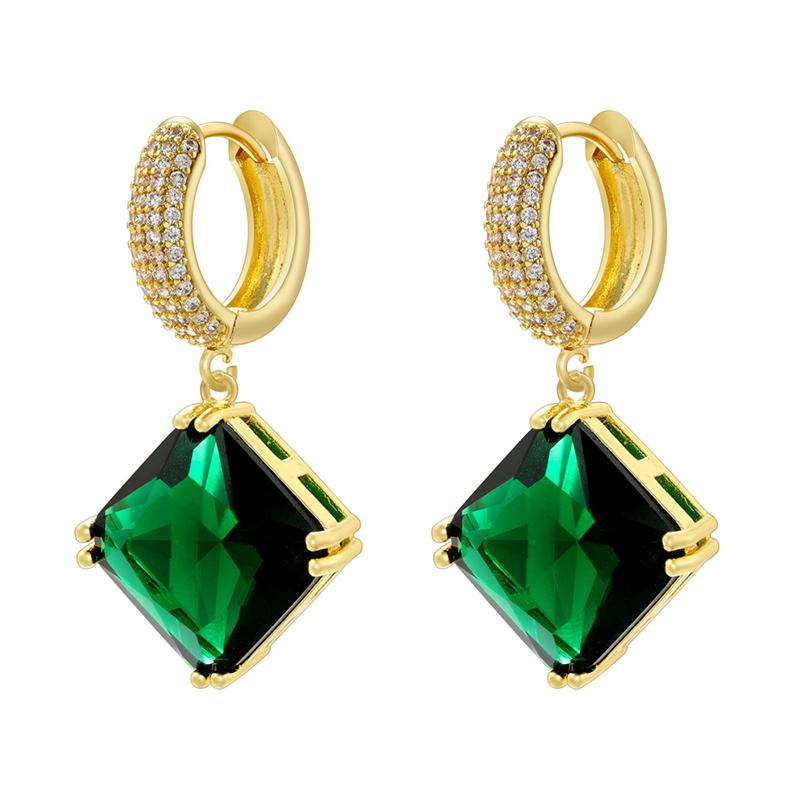 Diamond-Shaped Charm Pendant Earrings Dazzling Transparent Zirconia Statement Earrings Party Jewelry :VE1170