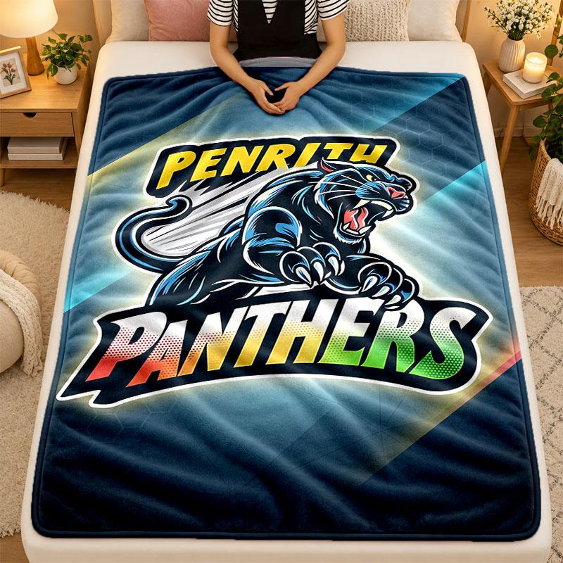 Flannel BlanketPenrith Panthers Warm Soft Throw Blanket for Indoor Sofa Bed Living Room Use