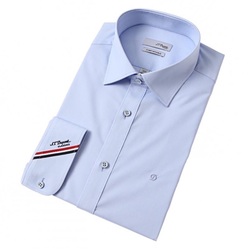 S.T. Dupont Slim Fit Long Sleeve Blue Shirt Se5fm22ls931sbu