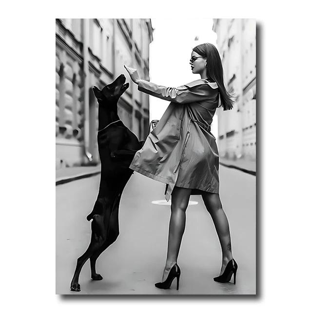 Vintage Mode Väggkonst Poster Tryck Svartvitt Canvasmålning Heminredning Kvinna Bilder Vardagsrum Cuadros