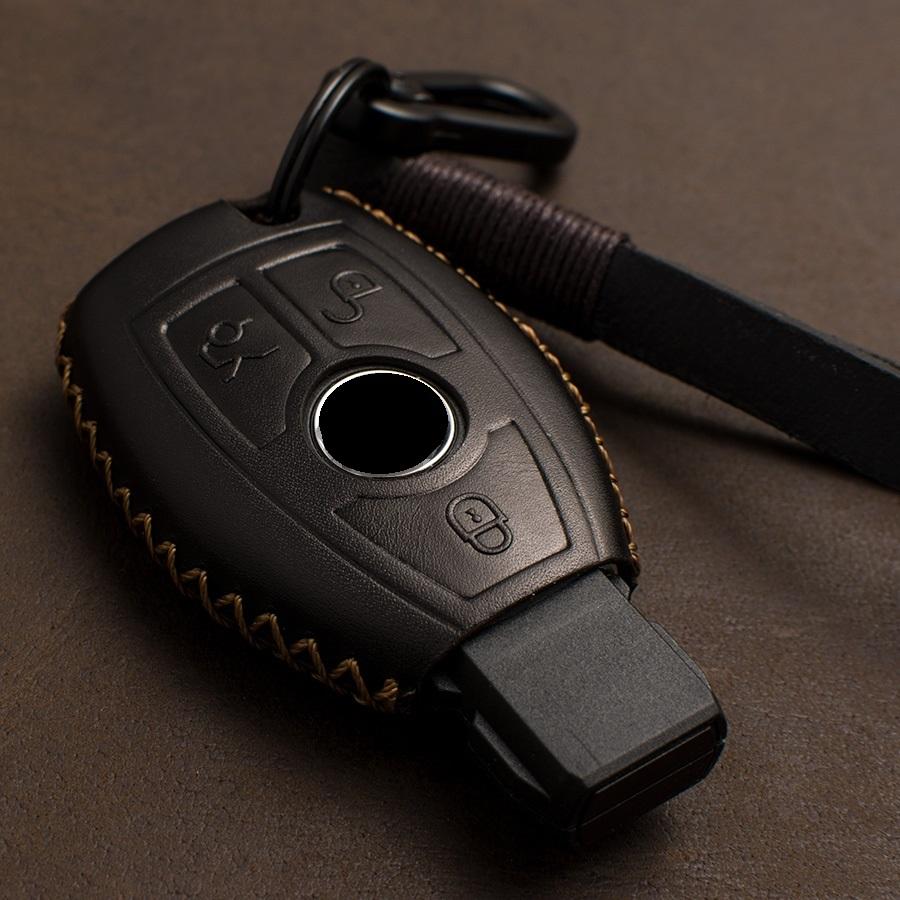 Innenraumleisten Echte Leder Auto Schlüsselanhänger Hülle Für Mercedes benz A B R G Klasse GLK GLA w204 W251 W463 W176 Smart Key