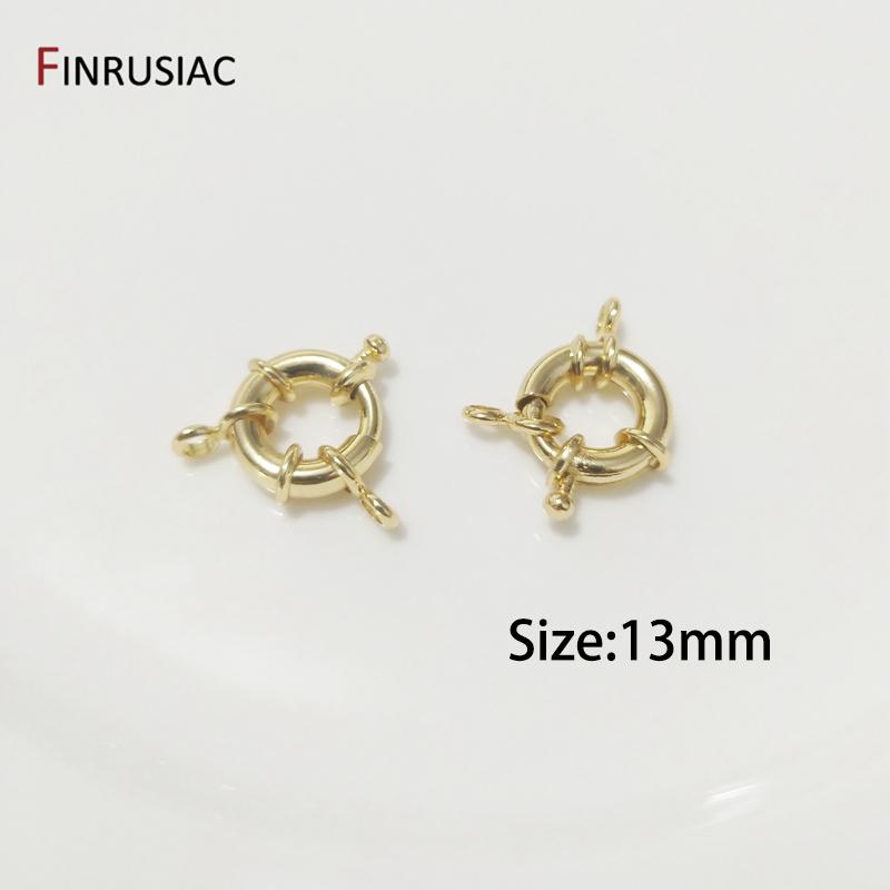 

Jewelry Making Supplies 18K Gold Plated Brass Metal Round Spring Clasps Steering Wheel Sailor Clasp For Jewelry Fittings 4 pieces
