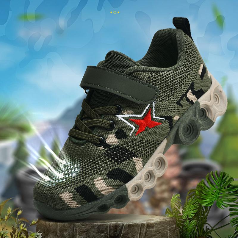 Summer Camp Children's Military Training Camouflage Activity Shoes Boys' Shoes Spring 2025 New Double Net Breathable Students 2025