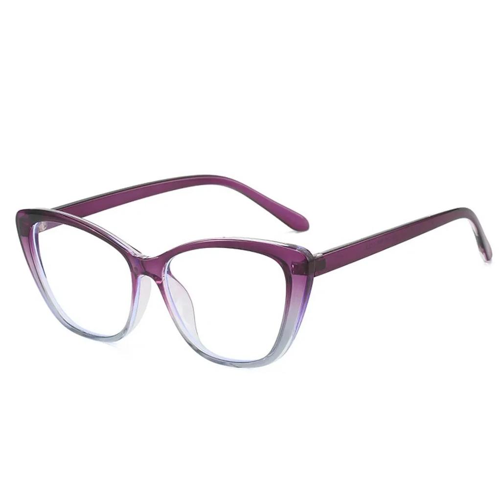 Fashion Anti Blue Light Gradient Purple Myopia Eyeglasses HD Cat Eye Frame Trendy Near Sight Goggles for Women