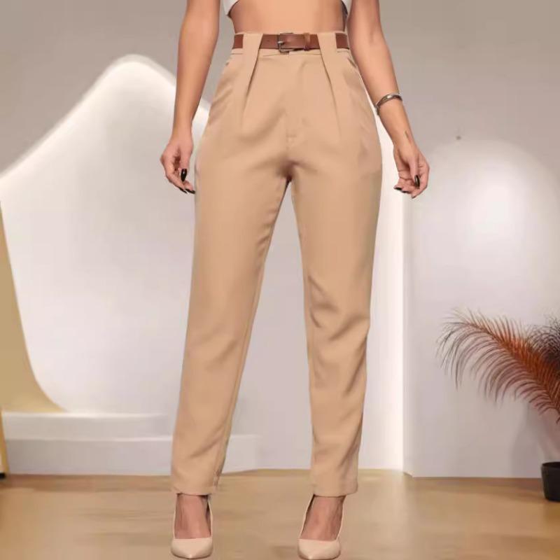 Women S Solid Color Slim Fit Casual Pants With Pockets Long Length