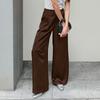Women's Ins Trendy Women High Street Wide Leg Trouser Vintage Zipper Loose Solid Color Pants Button Trouser Casual Women's Pants With Pockets