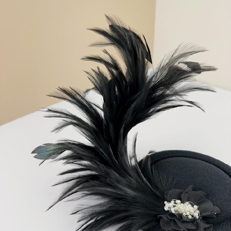 1920s Medieval Hairpin Feather Felt Hat Prom Party Hair Clip Headband Anti-Slip