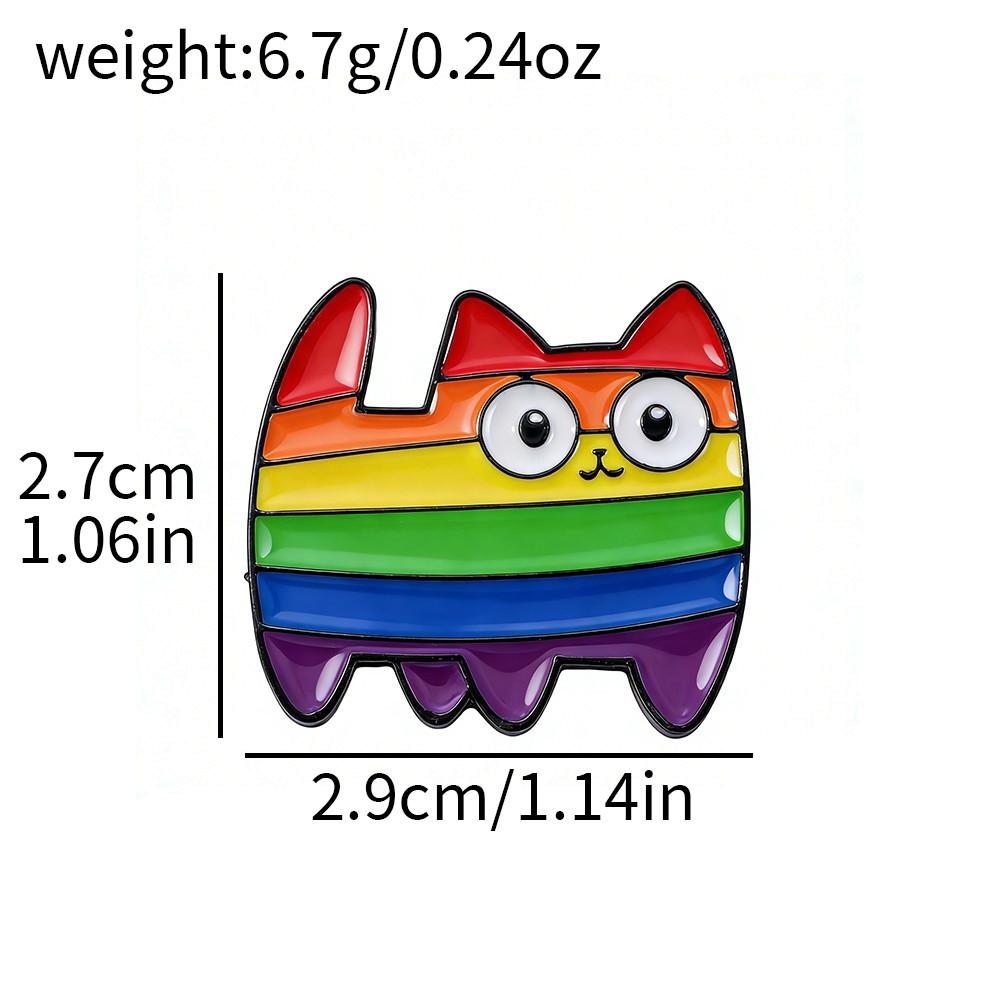 Cartoon Creative Personality Rainbow Kitten Alloy Brooch Cat Cat Cat Metal Badge Clothes Bag Decoration