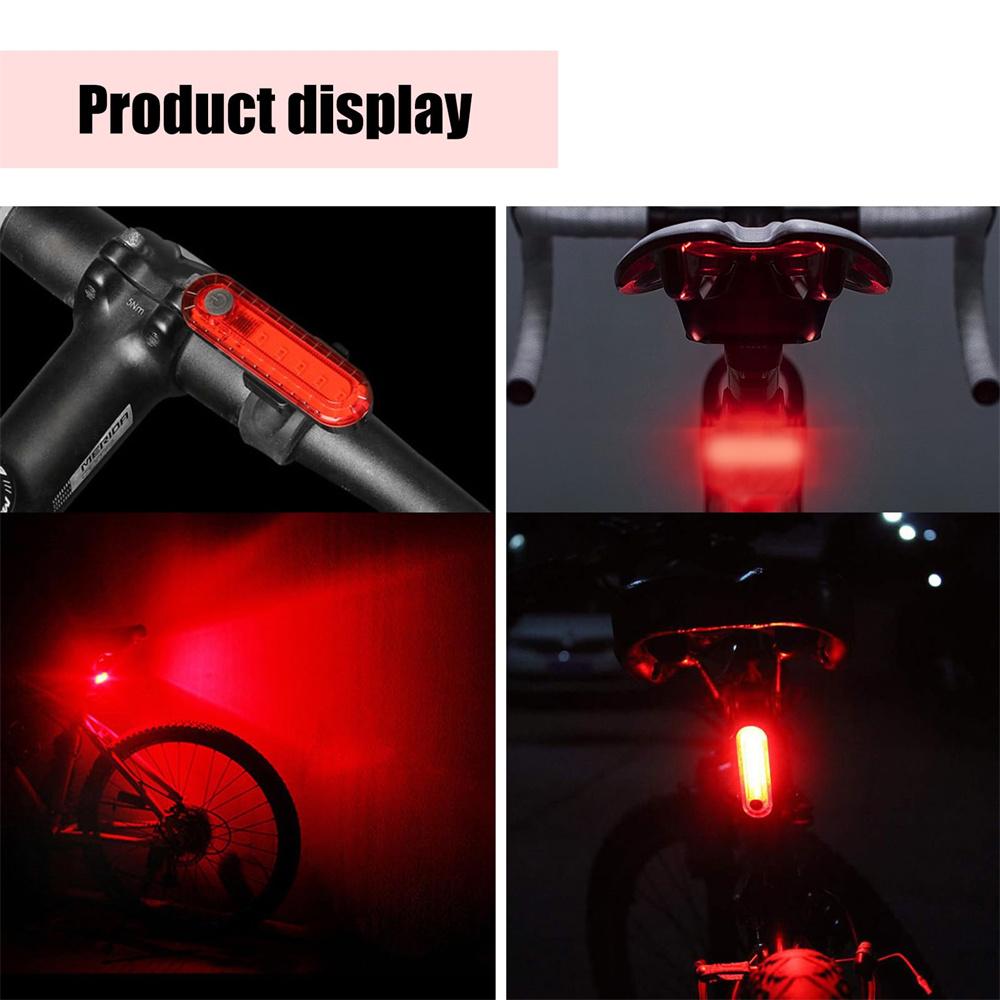 USB Rechargeable LED Bike Tail Light Bright Bicycle Rear Cycling Safety Flashlight 4 Light Mode Options