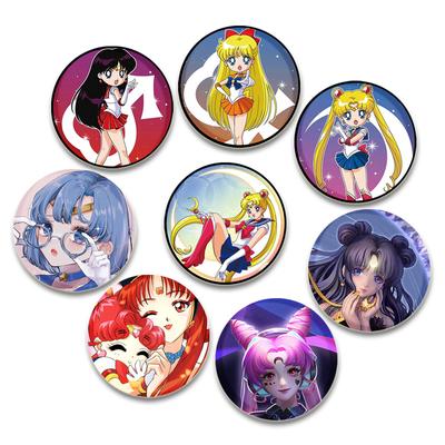 32/44/58mm Anime Brože Sailor Moon Roztomilá Kreslená Postavička Tsukino Usagi Chibiusa Ami Rei Makoto Odznak Brož Bunda Džínovina Klopa Pin Dárek