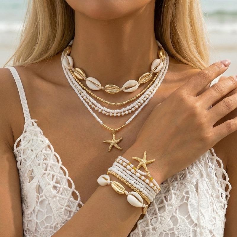 Böhmisches Seestern Perlen Muschel Armband Sommer Strand Wind Urlaub Mehrschichtiger Schmuck