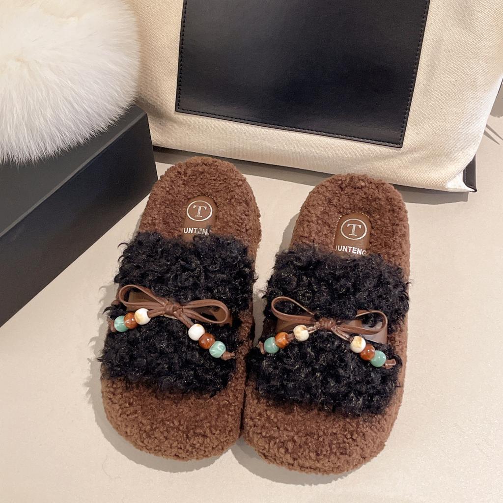 Dicksohlige, erhöhende, flauschige Schuhe für Damen 2025 neue Herbstmode, bequeme Schuhe, vielseitiges Temperament, kleine Hausschuhe