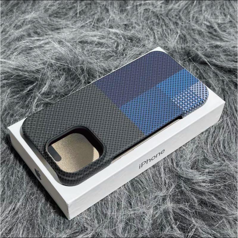 Applicable To IPhone16promax Starry Space Lattice Carbon Fiber Magnetic Phone Case Apple 15 Half Pack Protective Case 14