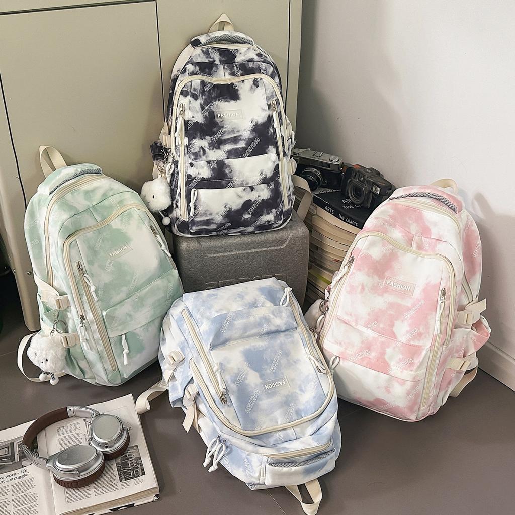 High value tie-dye backpack female niche trend large capacity student schoolbag leisure outdoor travel backpack male